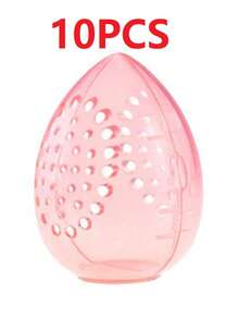 10PCS/Transparent Egg Shell Shaped Portable Travel Makeup Sponge Storage Box, Makeup Sponge Storage Bag, Silicone Makeup Sponge Storage Box, Portable Travel Set, Breathable Dust-Proof Bag, Transparent - Pink - View 15