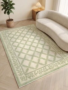 1pc Light Green Floral Plant Living Room Rug, Suitable For Kitchen, Dining Room, Bedroom, Holiday Decor, Indoor/Outdoor, Office, Lobby, Anti-Slip Doormat, Bathroom Rug, Hallway, Study, Gaming Area - Pastel Green - View 4