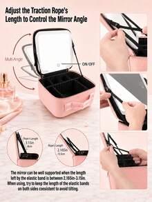 LED Makeup Mirror Cosmetic Bag, Large Capacity Cosmetic Storage, 3 Color Lights, Dimmable Touch Control, Adjustable Dividers, Portable Travel Cosmetic Organizer, Skincare, Brushes & Cosmetics, Gift For Girls And Women - Multicolor - View 6