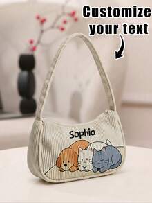 1pc Customized Name Cartoon Animal Pattern Underarm Bag, Can Be Customized According To Your Unique Design, Perfect For Children To Print Their Own Name Or Print Their Sister's And Classmates' Names As A Gift To Give To Others - Multicolor - View 13