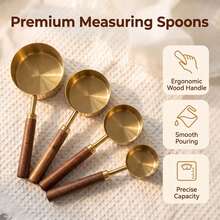 Gold Measuring Spoons, Heavy Duty Stainless Steel Measuring Set 4 Pieces, Suitable For Liquid And Dry Ingredients, Cooking And Baking, Gift Box - Yellow - View 6