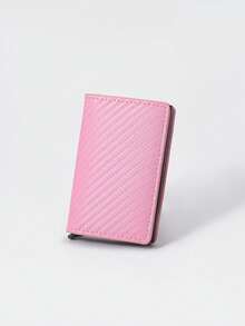 6/1pc Men's Slim RFID Wallet, Auto-Eject Card Holder, Black Aluminum Alloy, Solid Plain, Lightweight, All-Season Casual, For Daily Commute. - Multicolor - View 15