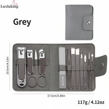 LUSLUKING 12件組不鏽鋼指甲剪套組，完整美甲工具組，含指甲剪、指甲锉、挖耳勺、修眉刀，便攜式美甲美容工具套裝 - 彩色 - 查看 8
