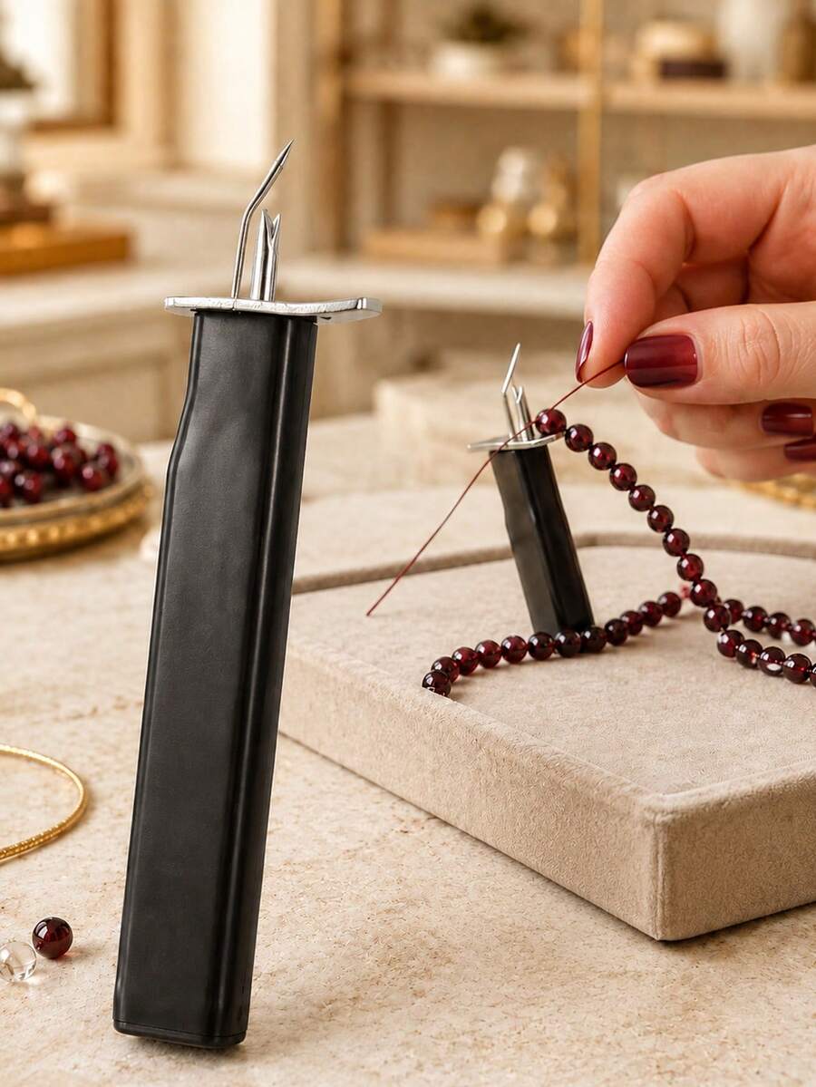 1pc DIY Jewelry Making Tool - Beading & Knotting Device, Suitable For Bracelets And Thread Crafts, Plastic Material - Multicolor - View 1
