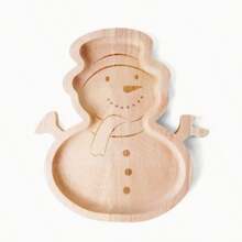 Diagonal Stripe Star Christmas Tree Shaped Wooden Tray, Holiday Party Tabletop Snack, Fruit, Nut, Dessert Decorative Tray - B - View 2