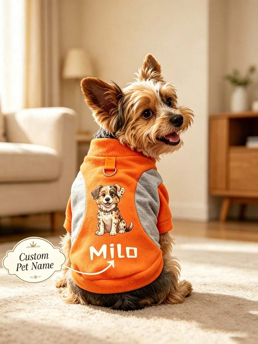 Custom Pet Name Warm Sweater, Fall Winter New Personalized Cat Dog Universal Sweatshirt, Pet Clothes, Cute Fleece Sweater For Dogs In Fall Winter, Comfortable Non-Restrictive Pet Apparel