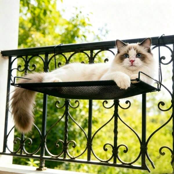 Portable Window Hanging Cat Hammock Bed, Removable Washable Cover Sturdy Frame Space Saving Cat Sun Lounger, Cat Supplies