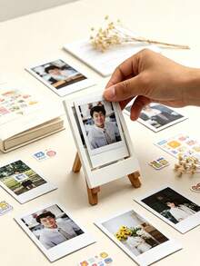 3D Printed Mini Easel Photo Frame, Portable Desktop Photo Display Stand, Card Slot Design, Turns Regular Photos Into Stylish Desktop Decor, Suitable For Mini Photo Cards - Multicolor - View 2