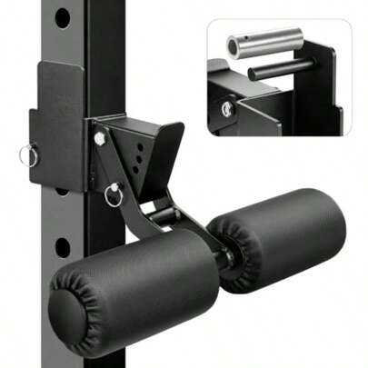 Free Shipping Nordic Hamstring Curl Squat Rack Attachment, Steel Power Rack Accessory With 6-Gear Adjustment Leg Hold Down, Compatible With 5/8" Or 1" Holes For Comprehensive Trainin