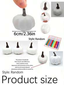 24/48pcs Handmade Pumpkin Craft Set, Includes 1 White Painting Pumpkin + Paintbrush. Can Create Colorful Pumpkins, Ghost Faces, Little Ghosts And Other Designs, Suitable For Autumn And Halloween Decoration, Party Favors And Craft Projects - Multicolor - View 7