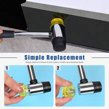 雙面軟觸感錘 - 皮革 DIY 工具，黃色橡膠錘，黑色塑料塗層手柄與雙頭橡膠錘，適用於 25mm 手持項目 - A - 查看 5