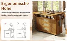Kitchen Island Brown With Storage Adjustable Foldable Made Of Wood For Kitchen - 棕色 - 查看 8