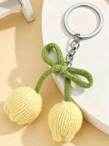 1/8pcs Handmade Crochet Tulip Flower Keychain, Colorful Yarn Flower Key Chain, Creative Gift For Friends, Girlfriend, Holiday Celebration, Phone, Car Decoration, Graduation, Mother's Day - Multicolor B - View 3