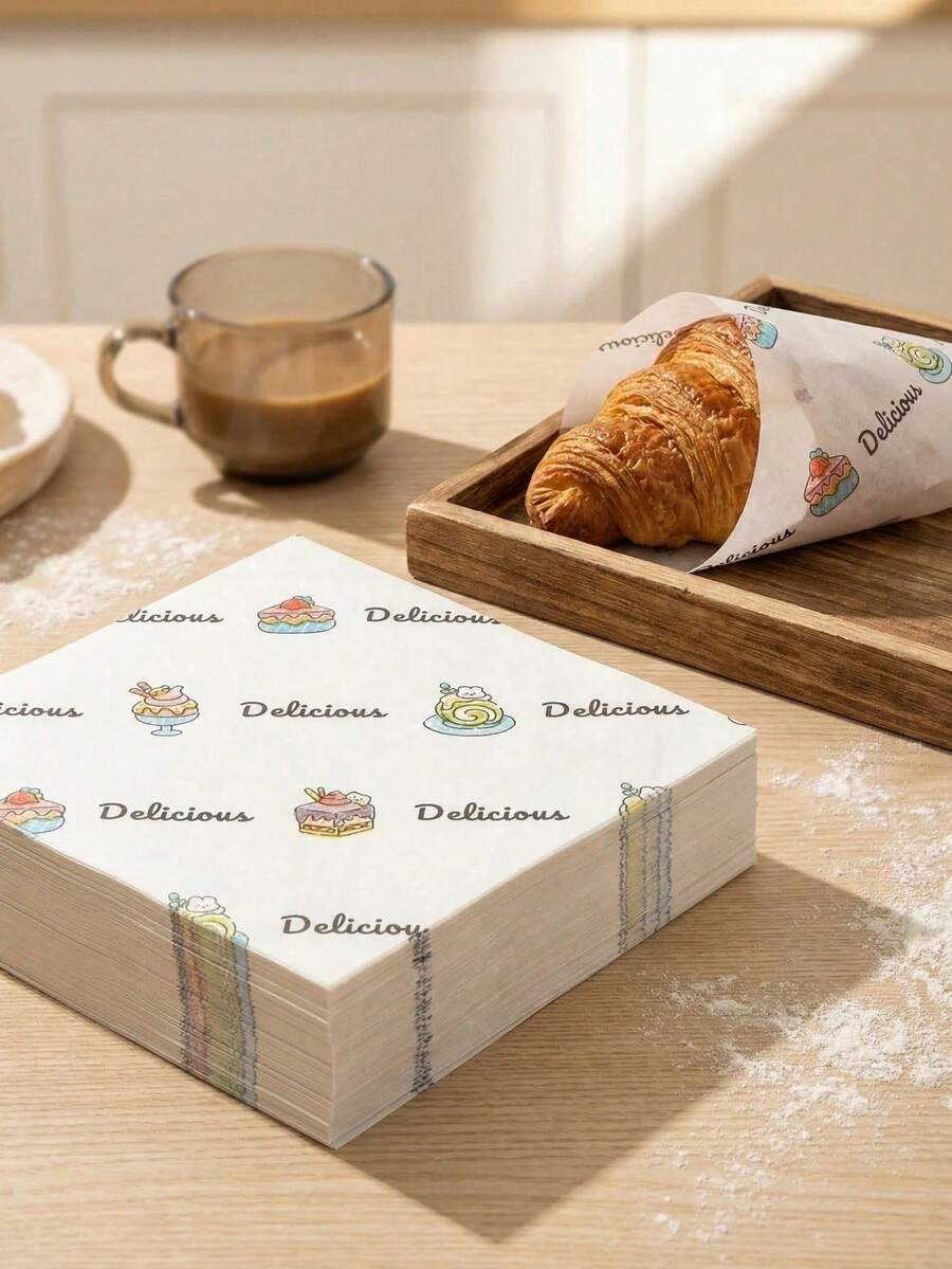 50/100/200/500張防油蠟紙 食品籃襯紙 防油食品包裝紙 食品蠟紙 防油紙 烘焙紙 吸油紙 食品墊紙 適用於三明治、漢堡、甜點、零食、糕點、燒烤與野餐 廚房用品 廚房配件 (7.09*7.09in) - 彩色 - 查看 1