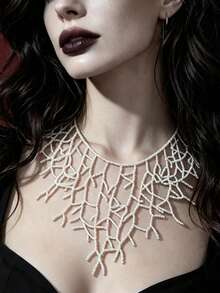 Xiacheng 1Pc Gothic Corals Choker Necklace Versatile Fashion Pieces Accessory Portable For Stylish Outfits Ladies,Women Unique Punk Y2K Jewelry For Halloween - White - View 3