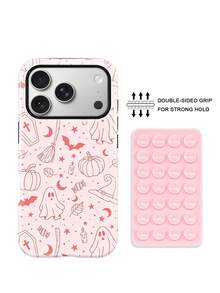 Koolife "Peach Ghost Story" Halloween Themed Printed Phone Case, TPU Material, Smooth And Hard Surface, Scratch-Resistant And Wear-Resistant, Durable And Shock-Absorbing, Excellent Gift Choice, Compatible With IPhone 11, 12, 13, 14, 15, 16, 17, 18 Series Models (Including Pro And Pro Max Versions) - Pink + Suction Cup - View 2