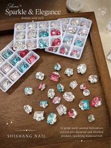 Nail Art Decorations Large Rhinestone 12pcs Set Crystal Rhinestones 3D Nail Stickers Suitable For Gel Nails Shiny - Multicolor - View 2