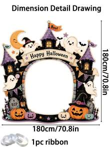 Halloween Photography Props, Fun Polyester Hollow Out Party Props, Equipped With Witch Magic Jars, Ghost Castles, Black Cats, Interactive Photo Booth Decorations, Suitable For Trick Or Treat Parties, Halloween Party Decorations, And Home Decor Items - A - View 16