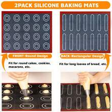 Silicone Baking Mat Set With Macaron And Finger Puff Positioning Scale, Non-Stick Perforated Silicone Baking Mat, Heat-Resistant Fiberglass Silicone Pastry Mat, Reusable Oven Baking Mat, Suitable For Finger Puffs, Macarons, Cookies, Puffs, Bread And Dessert Making - View 10