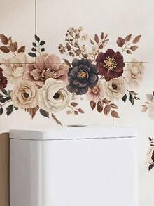 Stiker Dinding Motif Bunga Elegan, Dekoratif untuk Ruang Tamu, Ruang Makan, Kamar Mandi, Kamar Tidur, Stiker Dinding PVC yang Dapat Dilepas - B - View 4