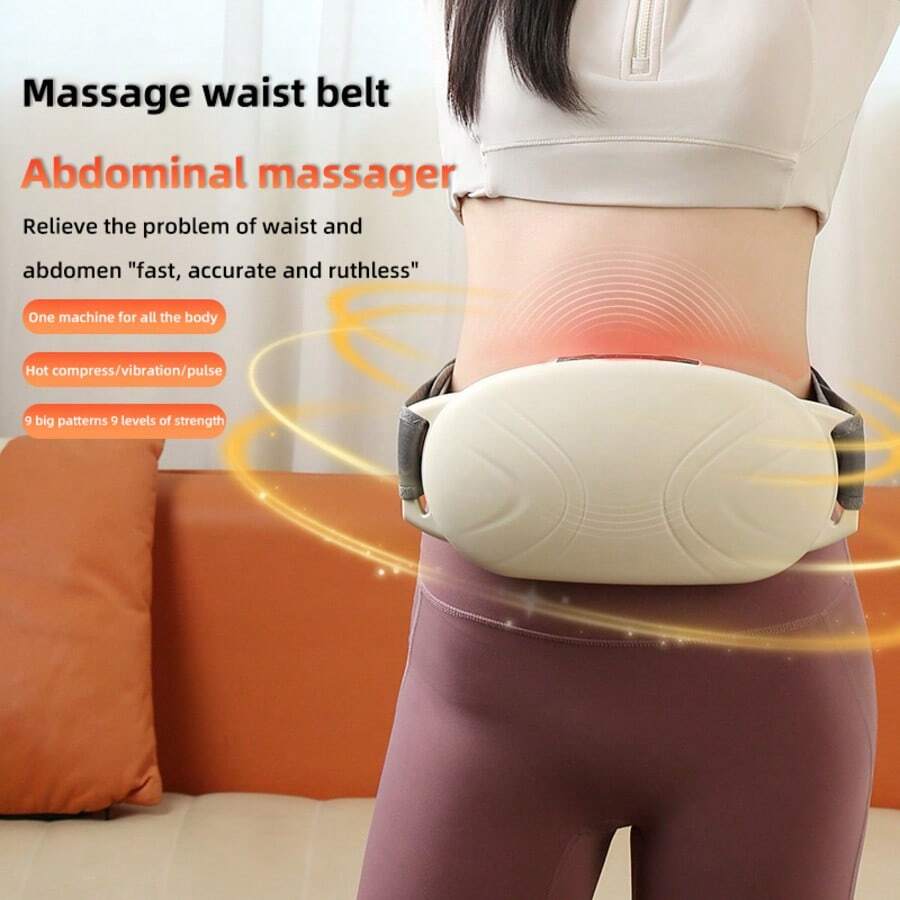 Heated Waist Massage Belt, Abdominal Vibration Massager, Pulse Abdominal Massage Device, 9 Modes 9 Levels Adjustable, Portable For Home And Travel Use - Multicolor - View 1