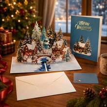 2026 Unique 3D Pop-Up Christmas Card, Winter Snow Scene House Pattern, Christmas Holiday Desktop Decoration Gift, For Friends, Family, Teachers. - Multicolor - View 1