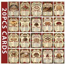 20pcs Retro Christmas Baking Recipe Cards, Festive Christmas Dessert Baking Guide Cards With Ingredients & Procedure, Holiday Food Theme Recipe Reference Cards, Xmas Gifts For Home Bakers - A - View 7