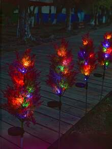 Solar Powered Pine Tree LED Light, Realistic Garden Decoration, Semi-Buried Lawn Light With Switch Control, Perfect For Decorating Garden, Pathway, Patio, Porch And Lawn, Also Great For Halloween And Christmas Holiday Decoration - Pine Tree Ground Stake Light - View 6