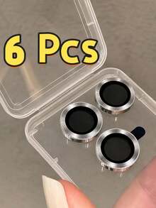 CASECOPS 6片裝合金強化玻璃金屬邊框相機鏡頭保護膜，適用於 iPhone Duo，兼容 18 Pro Max/18 Pro/17/17 Air/17 Pro/17 Pro Max/16/16 Pro/16 Plus/16 Pro Max/16/15/14/13/12/11，高清透明銀色，生日禮物週年慶派對 - 銀色6 - 查看 6