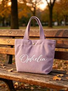 Customized Personalized Corduroy Tote Bag, Easy To Carry, Suitable For Storing Personal Items, Ideal For Daily Commute, Shopping, Short Trips - Multicolor - View 3