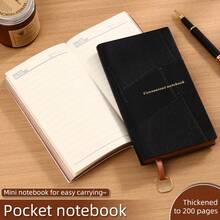 A6 PU Leather Cover Notebook With Pocket, Portable Small Notebook, Business Office Soft Leather Work Memo Pad, Minimalist Diary, Artistic Exquisite Note-Taking And Vocabulary Recording Book - A6 - View 6