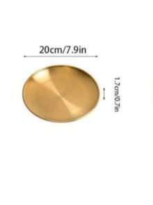 1pc Gold Minimalist Desktop Organizer Tray, Stainless Steel Bathroom Tray, Jewelry Tray, Jewelry Storage Box, Jewelry Organizer Rack, Perfume Tray, Scented Candle Tray, Wedding Room Home Decor, Vintage Decoration - Gold - View 10