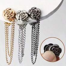 4pcs/Set Adjustable Camellia Cuff Clips, Pants Leg Shortener Buttons - Alloy Material, Detachable Hem Clips - Multicolor - View 7