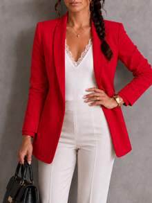 Women Lightweight Blazers - Red - View 2