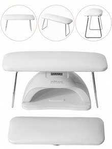 1pc High Rebound PU Nail Arm Rest, Foldable, Compatible With Gel Lamp, Soft Cushion, Waterproof And Stain-Resistant Design, Suitable For Nail Art - White - View 3