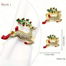 FILIAL MIN Christmas Metal Napkin Rings, Reindeer Garlands, Christmas Trees, Snowflake Napkin Rings, Napkin Clasps, Dining Table Decorations - Style 2 - View 6