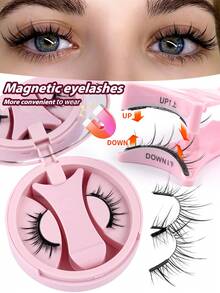 MAANGE 1/3 Pairs CC Curl Natural Reusable Magnetic False Eyelashes, No Glue Needed, Comes With Magnetic Eyelash Applicator, Easy To Wear And Remove, Natural 3D Soft False Eyelashes, Suitable For Travel, Party, School, Daily Work And Other Occasions - Black - View 5