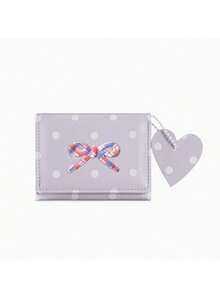 Cute Creative Polka Dot Trifold Wallet With Heart Charm, Multi-Card Slot Design, Portable Coin Compartment, Ideal Birthday Gift - Multicolor - View 15