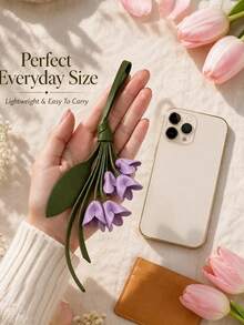1pc Fashion PU Leather Flower Bag Charm, Women's Handbag Accessory, Exquisite Bridesmaid Gift, Suitable For Holidays Or Birthdays - Multicolor - View 5