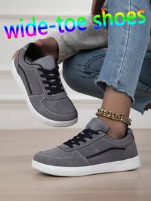 Unisex Wide Toe Retro Casual Flat Sports Shoes - Dark Grey - View 4