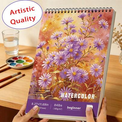 Back To School A4/A5 Spiral Watercolor Notebook, Multi-Functional Sketchbook And Painting Practice Pad, Selected 180g Thick Acid-Free Paper, Thick Paper Resistant To Bleeding, Spiral Binding For Easy Flat Lay Painting. Suitable For Primary And Secondary Students, Art Enthusiasts Daily Practice, Classroom Painting, Outdoor Sketching, Practical Art Supplies For Painting And Creation.