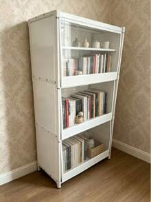 1pc Dust-Proof Storage Cabinet With Lid, Wardrobe Bookshelf Storage Rack, Space-Saving, Sturdy & Stylish, Easy Assembly & Disassembly, Portable, Suitable For Living Room, Bedroom, Entryway, Office, Home, Multi-Layer Storage, Holiday Gift, Christmas Gift - Multicolor - View 2