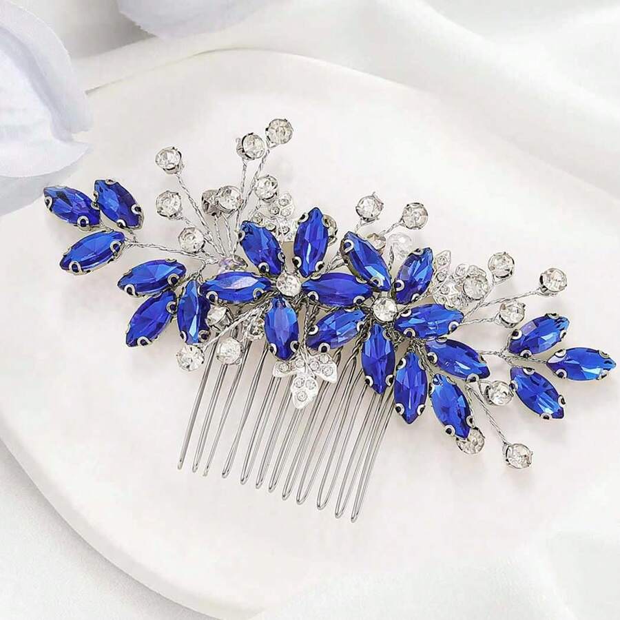 1pc Elegant Iron Hair Comb Bridal Wedding Hair Accessory All Seasons - Blue - View 1