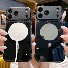 Magnetic Shockproof Phone Case Compatible With IPhone, Large Opening Full Camera Lens Protection, Matte Wavy Pattern Anti-Fingerprint Protective Cover, Compatible With Wireless Charger, Designed For Women, Suitable For IPhone 18/Ultra/17/16/15/14/13/12 Series - Black - View 4
