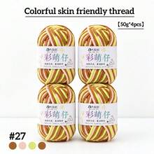 4-Pack Colorful Variegated Medium-Weight Yarn, Hand-Knitted Scarf Yarn, Fancy Knitting Yarn For Hats - 4 Pack - View 14