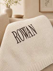 1pc Customized Name Embroidered Knitted Throw Blanket, Personalized Letter Knitted Blanket, 6 Colors Available, Casual Home Decor Accessory, Cute Holiday Gift Choice For Family Occasions - Multicolor - View 8