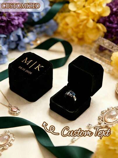 Personalized Wedding Ring Box Engagement Ring Box Proposal Ring Box Modern Ring Box Anniversary Gift With Custom Display Stand And Velvet Lining Holds 2 Rings Suitable For Wedding Engagement Proposal Jewelry Storage