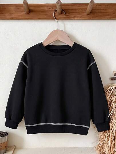 Boys' Casual Fashion Loose Fit Crew Neck Colorblock Long Sleeve Sweatshirt, Autumn/Winter