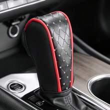 Luxury Diamond‑Studded Car Gear Shift Knob Cover Handbrake Sleeve, PU Leather Auto Gear Lever Protection Cover, Universal Fit Most Vehicles, Stylish Car Interior Modification Accessories - A - View 2