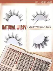 60pcs Wispy Cluster Natural Eyelash Clusters 10-16mm Salon Effect Fairy DIY Individual Eyelash Extension Spiky Lashes - C - View 5